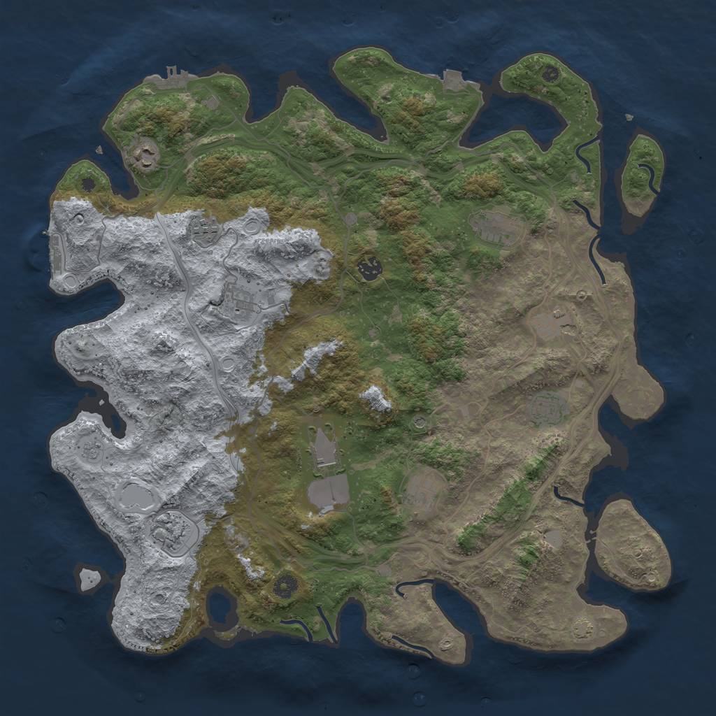 Rust Map: Procedural Map, Size: 4500, Seed: 94630757, 18 Monuments