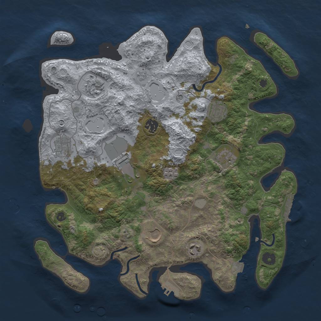 Rust Map: Procedural Map, Size: 3650, Seed: 35614933, 17 Monuments
