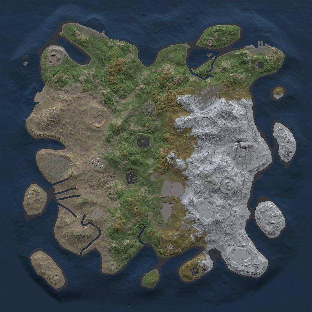 Rust Map: Procedural Map, Size: 3650, Seed: 68648114, 16 Monuments