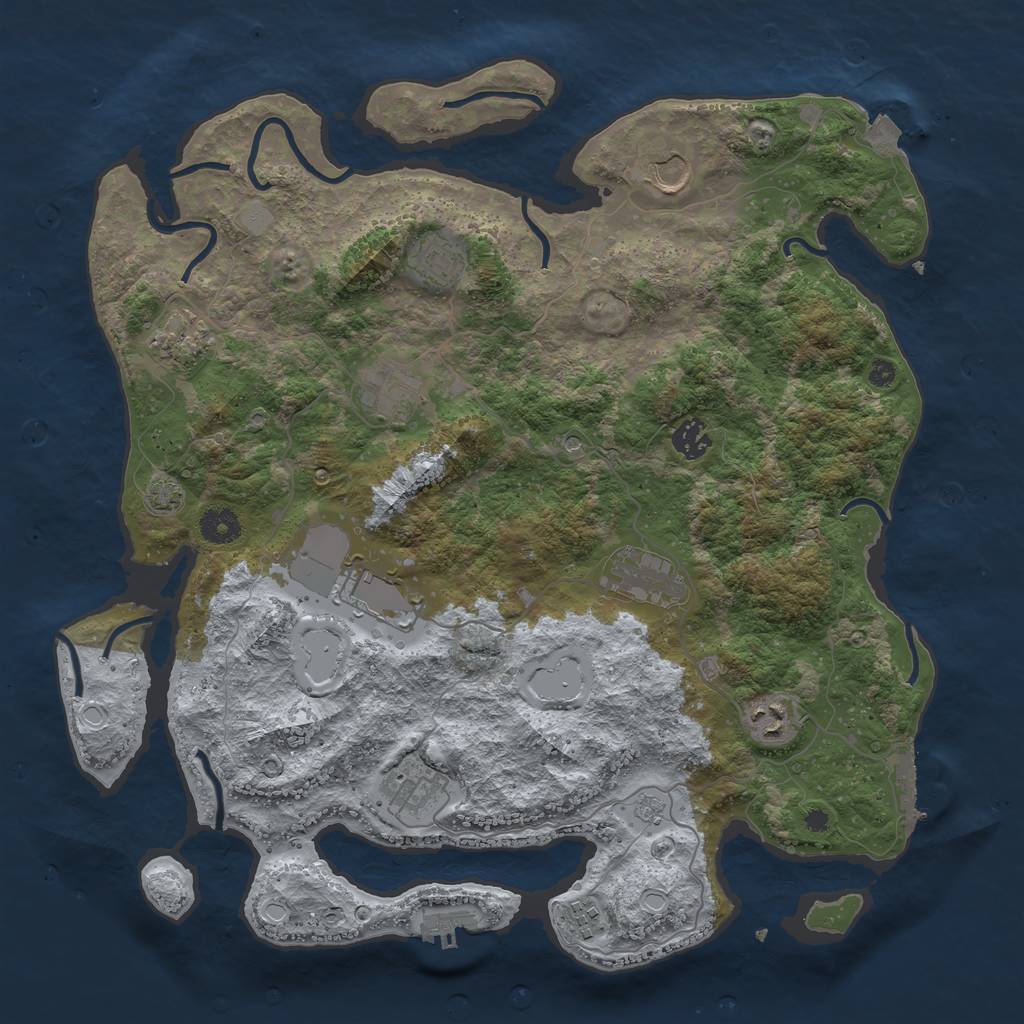 Rust Map: Procedural Map, Size: 3950, Seed: 45567598, 18 Monuments