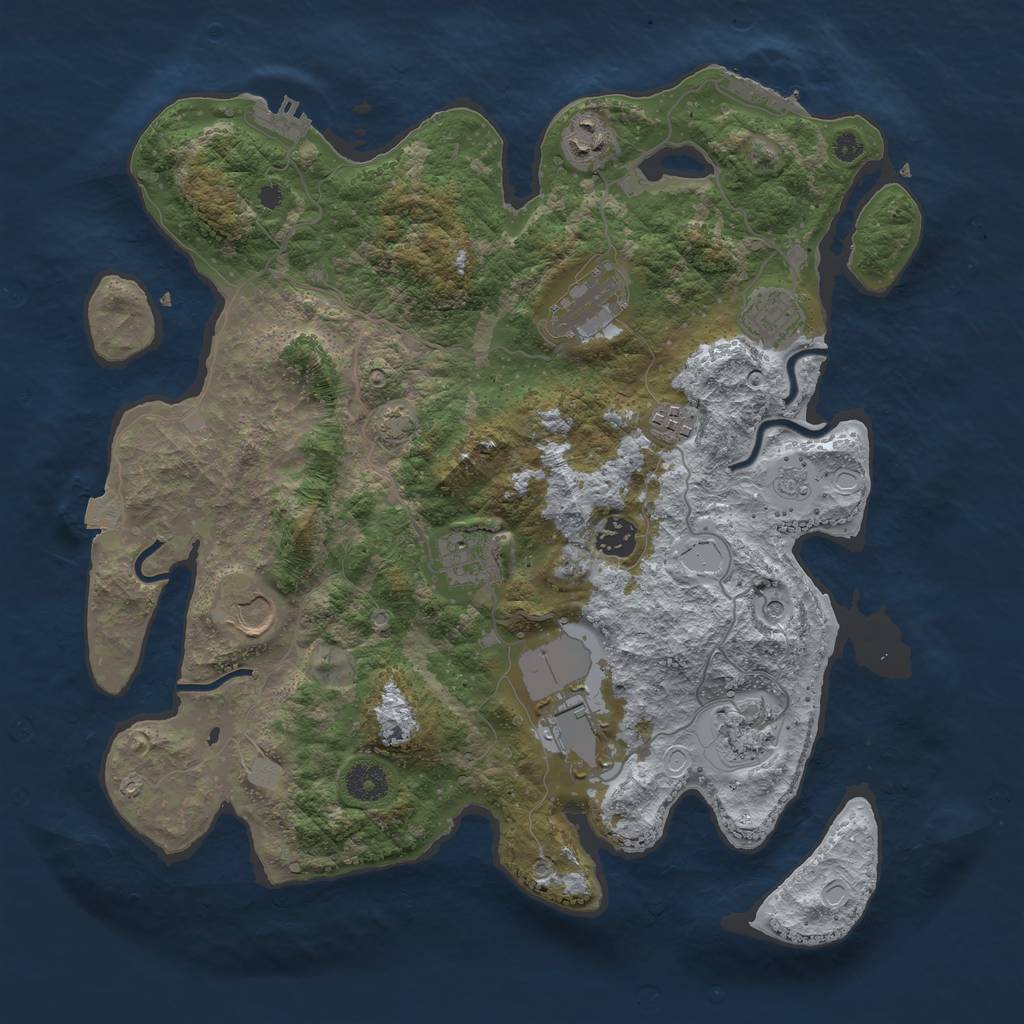 Rust Map: Procedural Map, Size: 3800, Seed: 54604558, 17 Monuments