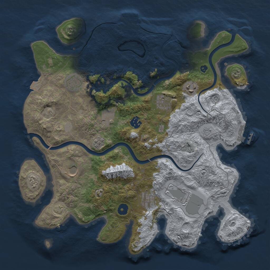 Rust Map: Procedural Map, Size: 3700, Seed: 91643683, 15 Monuments