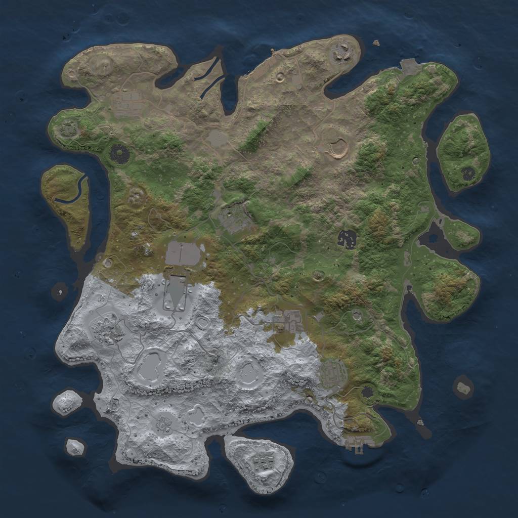 Rust Map: Procedural Map, Size: 3900, Seed: 53856769, 18 Monuments