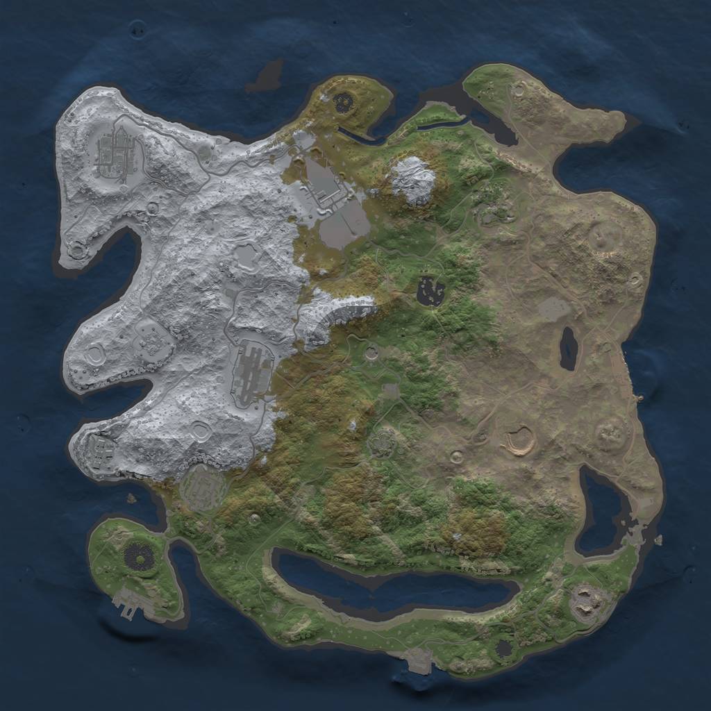 Rust Map: Procedural Map, Size: 3600, Seed: 52823740, 17 Monuments