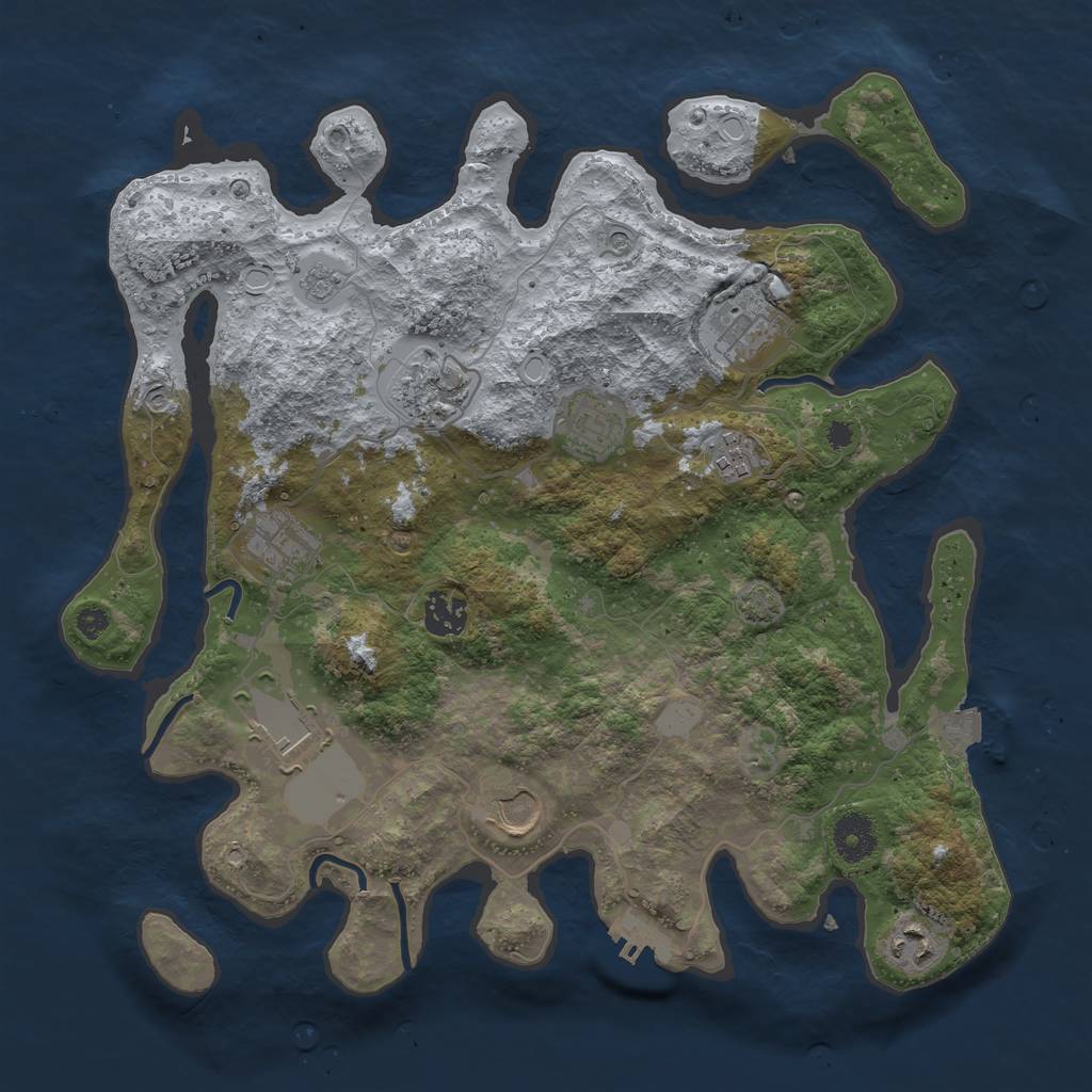 Rust Map: Procedural Map, Size: 3600, Seed: 86365242, 16 Monuments