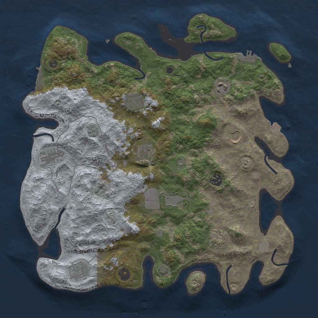 Rust Map: Procedural Map, Size: 3900, Seed: 56751016, 18 Monuments