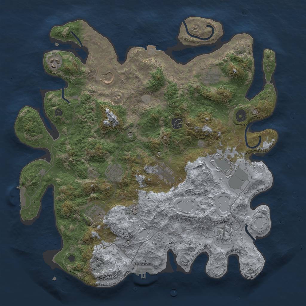 Rust Map: Procedural Map, Size: 3950, Seed: 86225386, 18 Monuments