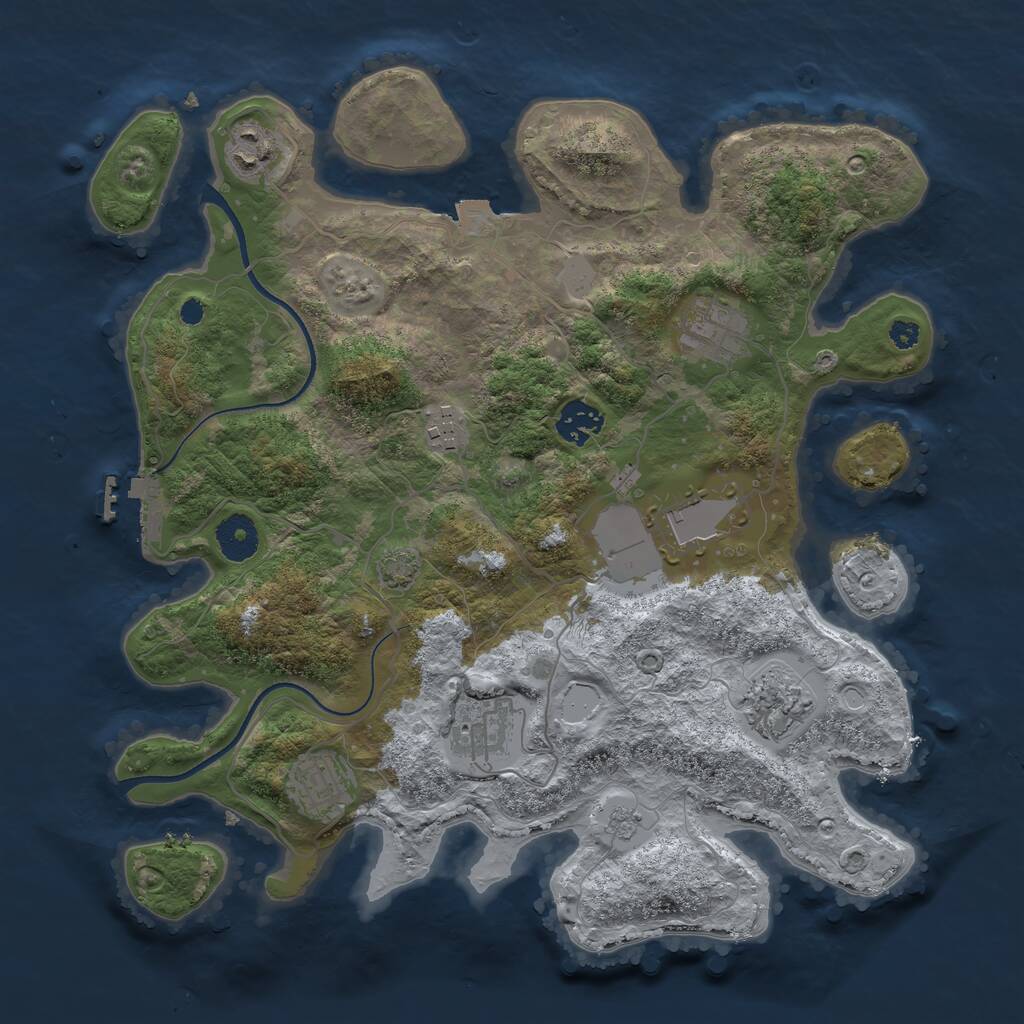 Rust Map: Procedural Map, Size: 3500, Seed: 32453, 12 Monuments