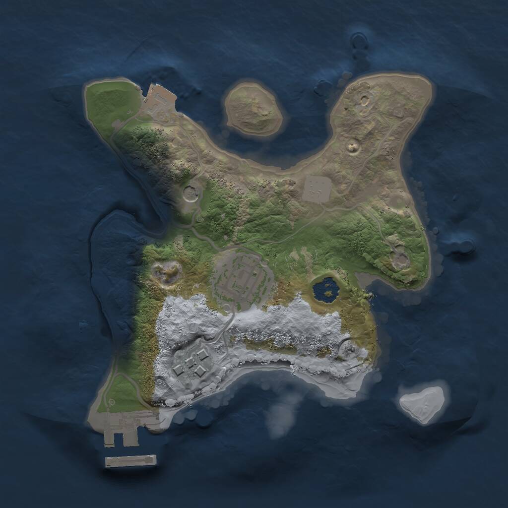 Rust Map: Procedural Map, Size: 2000, Seed: 32412, 5 Monuments