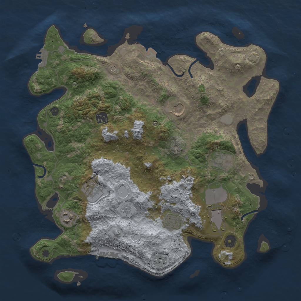 Rust Map: Procedural Map, Size: 3600, Seed: 85154299, 16 Monuments