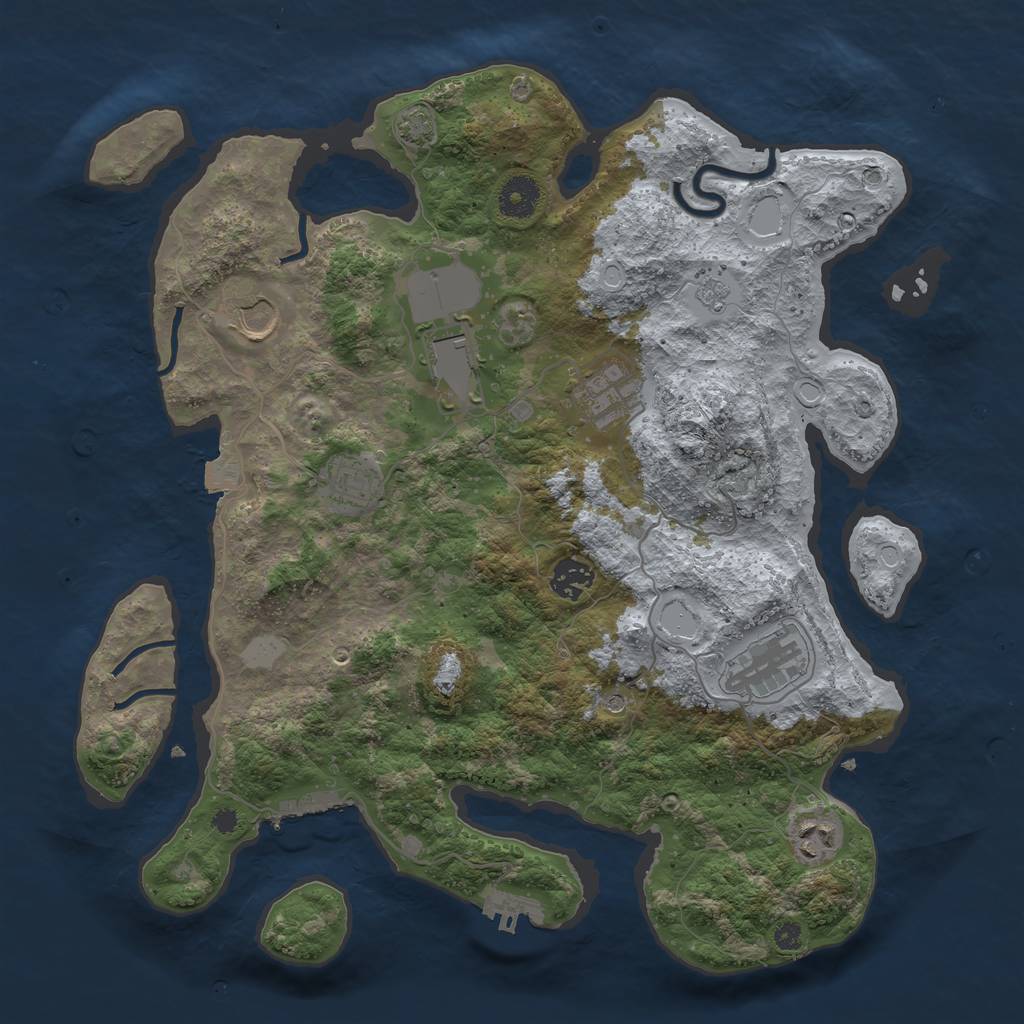 Rust Map: Procedural Map, Size: 3700, Seed: 38306, 15 Monuments