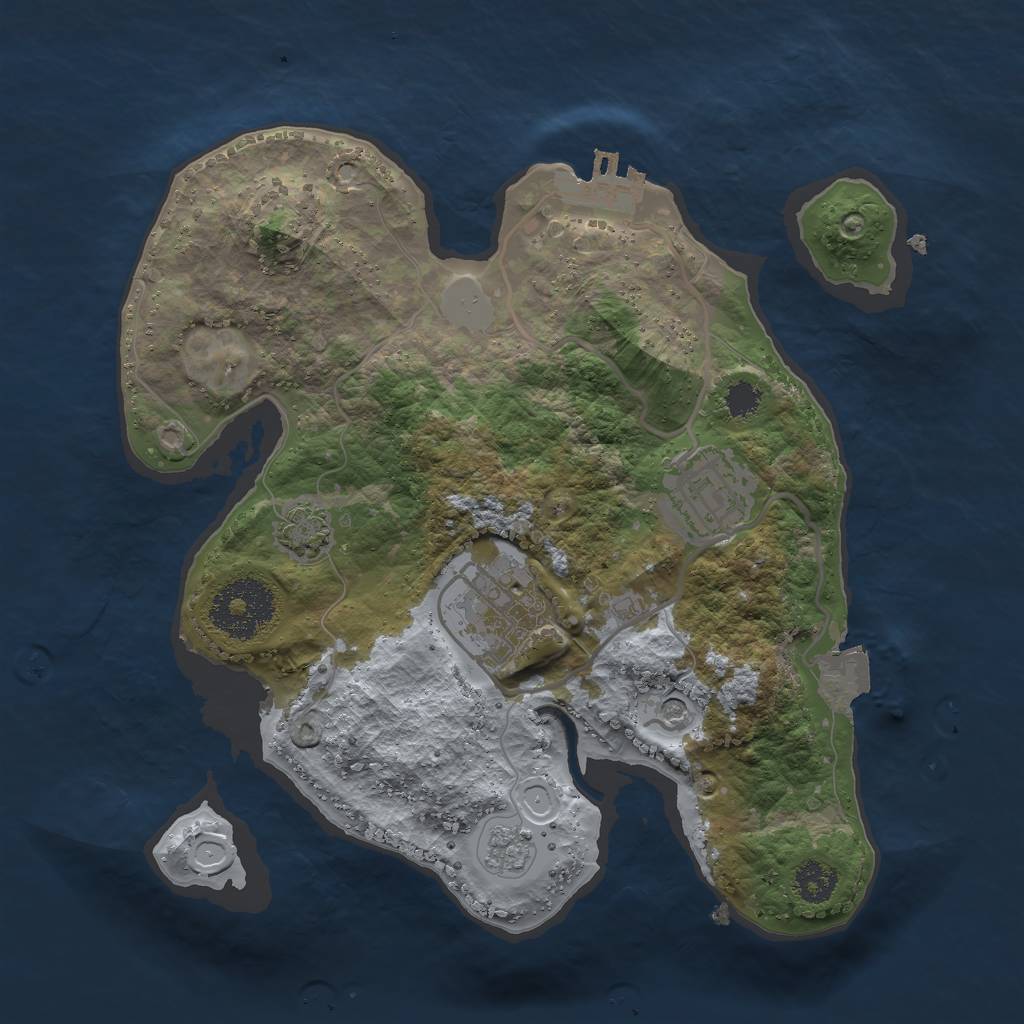 Rust Map: Procedural Map, Size: 2500, Seed: 1714115910, 9 Monuments