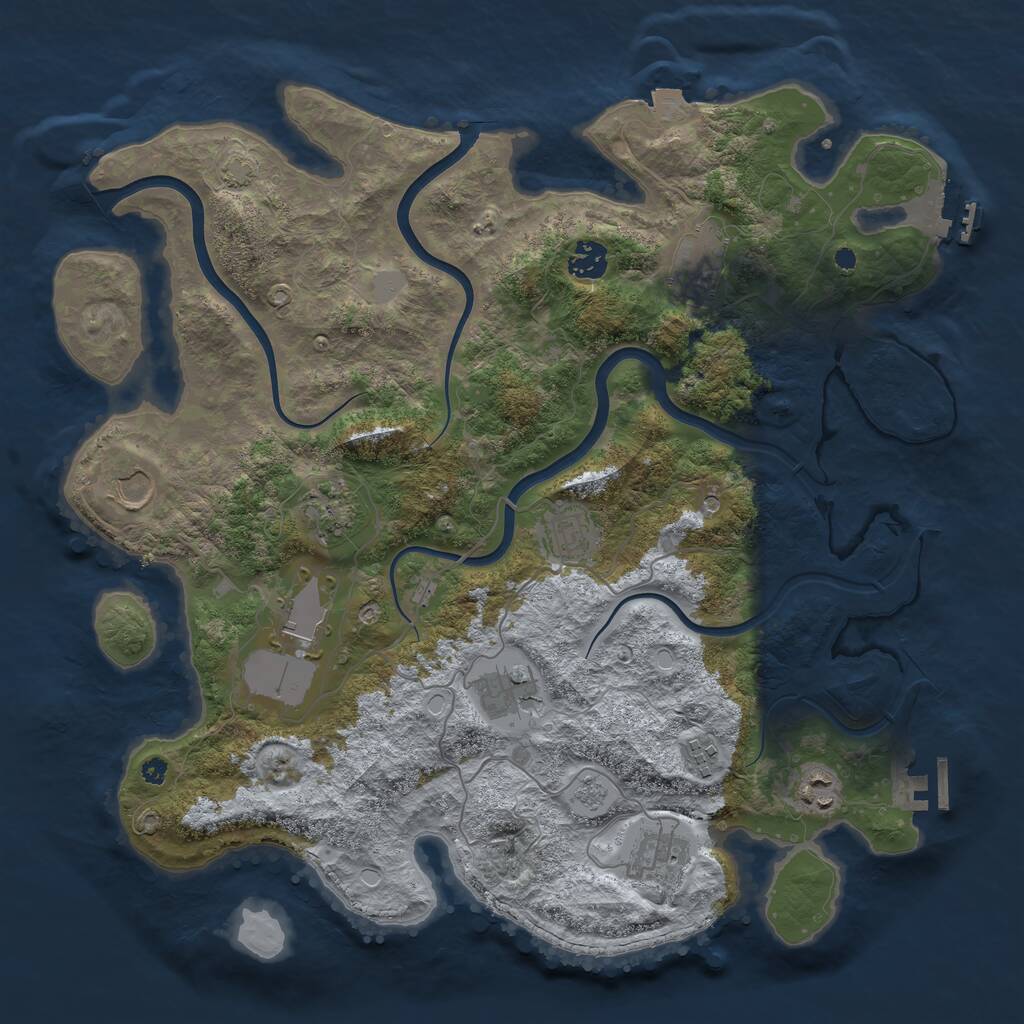 Rust Map: Procedural Map, Size: 3900, Seed: 41451971, 16 Monuments