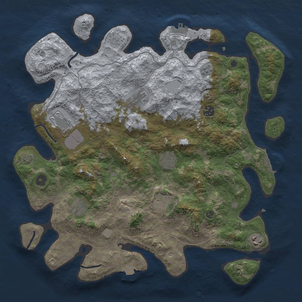 Rust Map: Procedural Map, Size: 4000, Seed: 838634512, 16 Monuments