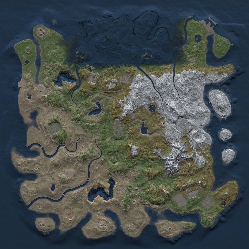 Rust Map: Procedural Map, Size: 5000, Seed: 10072023, 17 Monuments