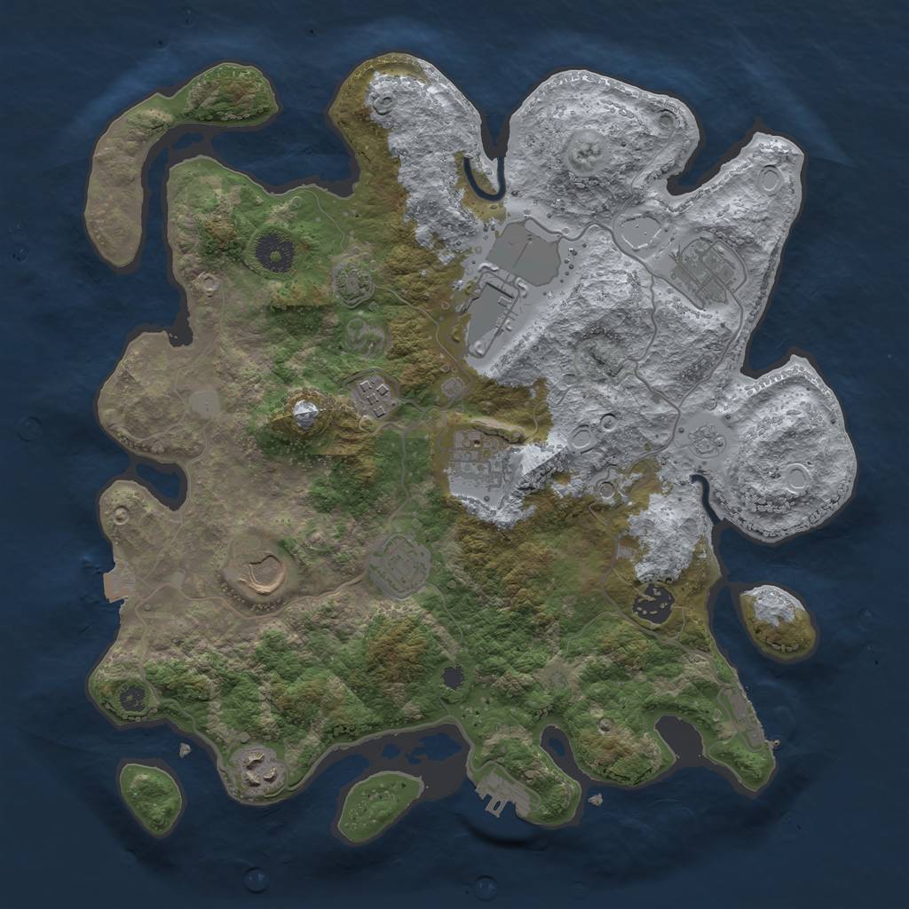 Rust Map: Procedural Map, Size: 3500, Seed: 52561, 16 Monuments