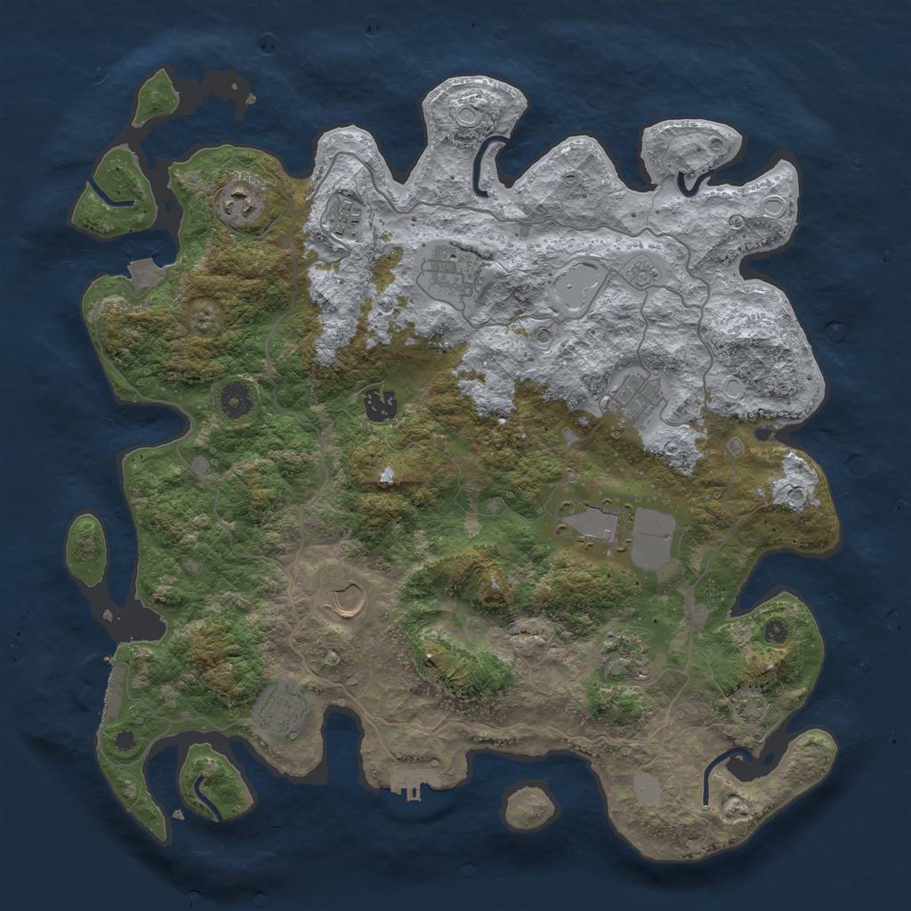 Rust Map: Procedural Map, Size: 4000, Seed: 58033878, 17 Monuments