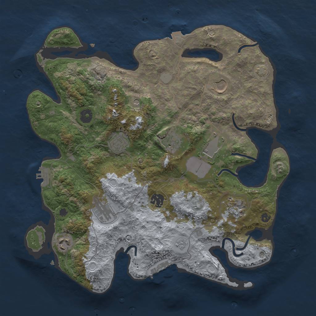Rust Map: Procedural Map, Size: 3500, Seed: 2268, 16 Monuments