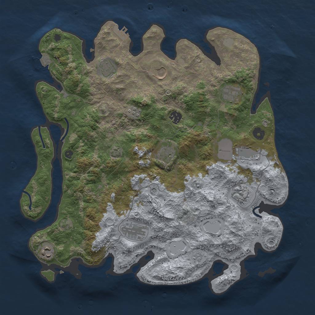 Rust Map: Procedural Map, Size: 3900, Seed: 97711637, 17 Monuments