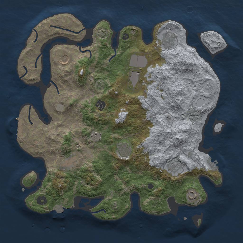 Rust Map: Procedural Map, Size: 3700, Seed: 65775060, 17 Monuments