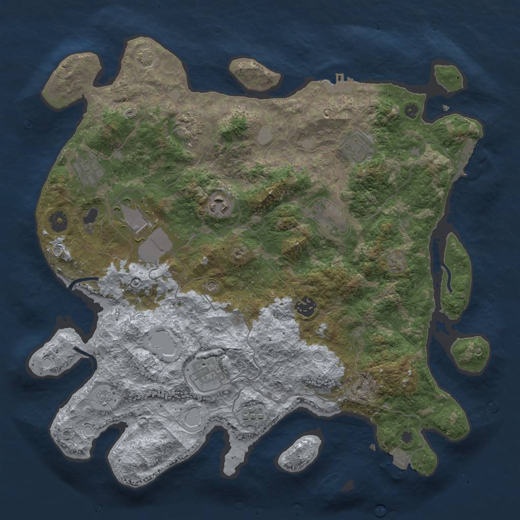 Rust Map: Procedural Map, Size: 3900, Seed: 9157344, 17 Monuments