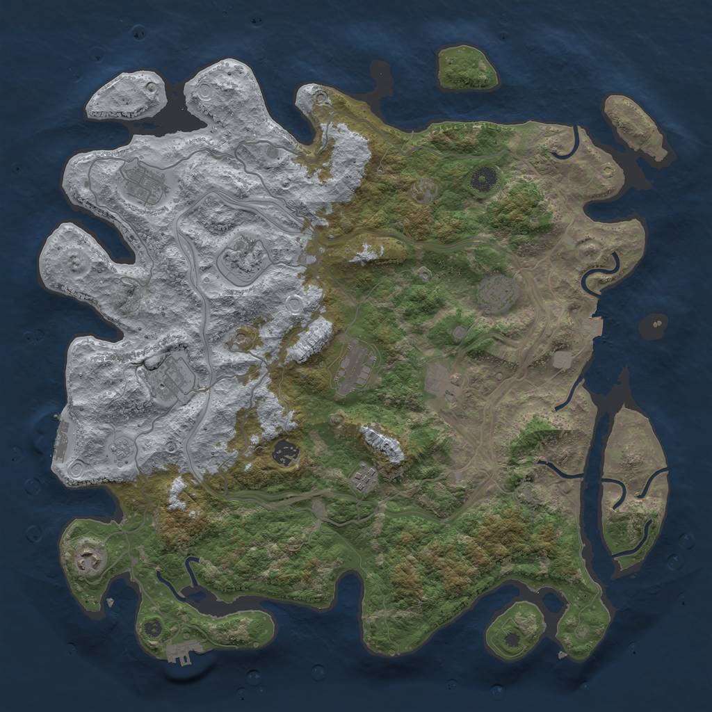 Rust Map: Procedural Map, Size: 4250, Seed: 50166009, 17 Monuments