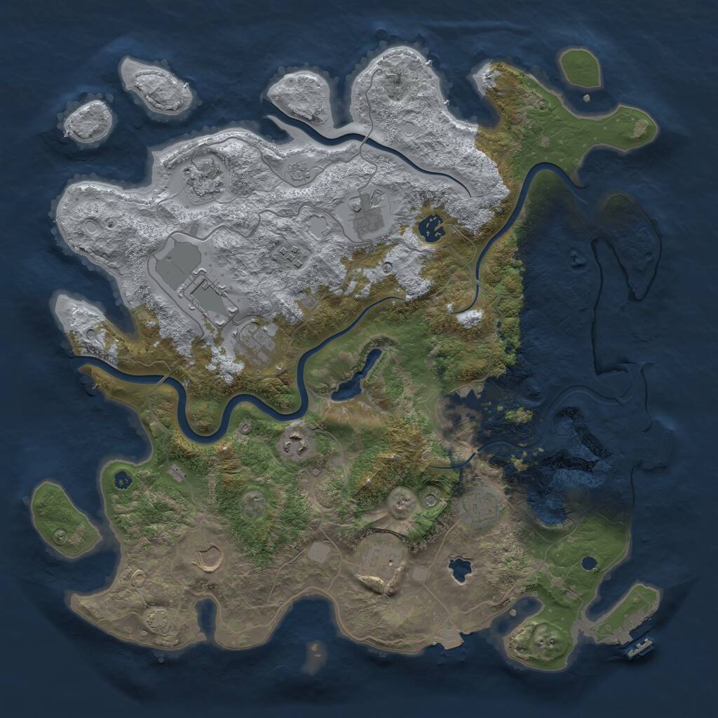 Rust Map: Procedural Map, Size: 4100, Seed: 33452885, 17 Monuments