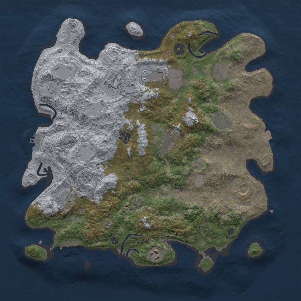 Rust Map: Procedural Map, Size: 3900, Seed: 73846908, 18 Monuments