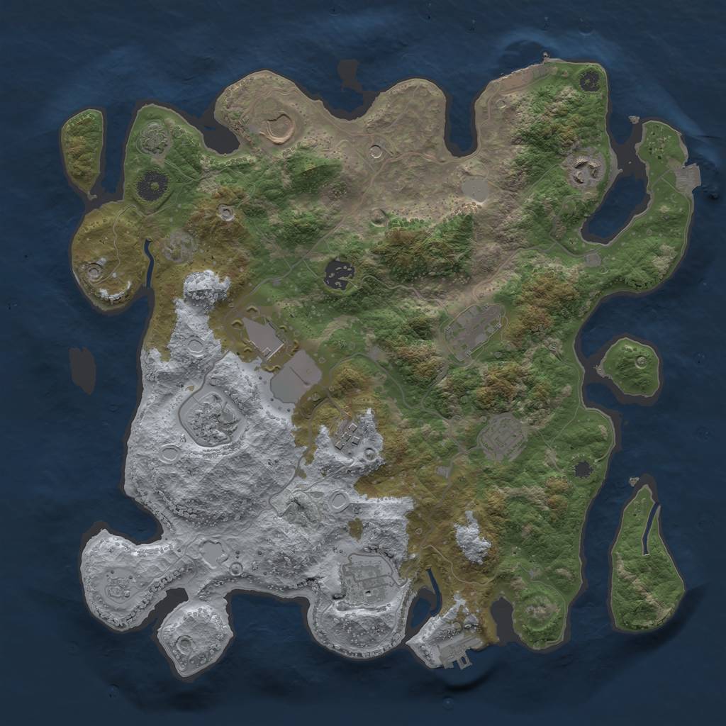 Rust Map: Procedural Map, Size: 3650, Seed: 5087764, 17 Monuments