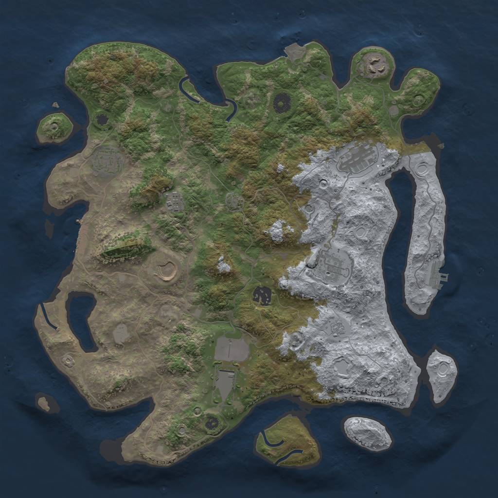 Rust Map: Procedural Map, Size: 3850, Seed: 9767534, 16 Monuments
