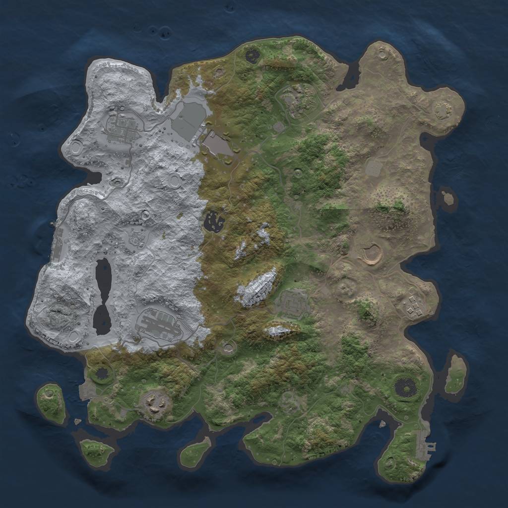 Rust Map: Procedural Map, Size: 3650, Seed: 52609707, 17 Monuments