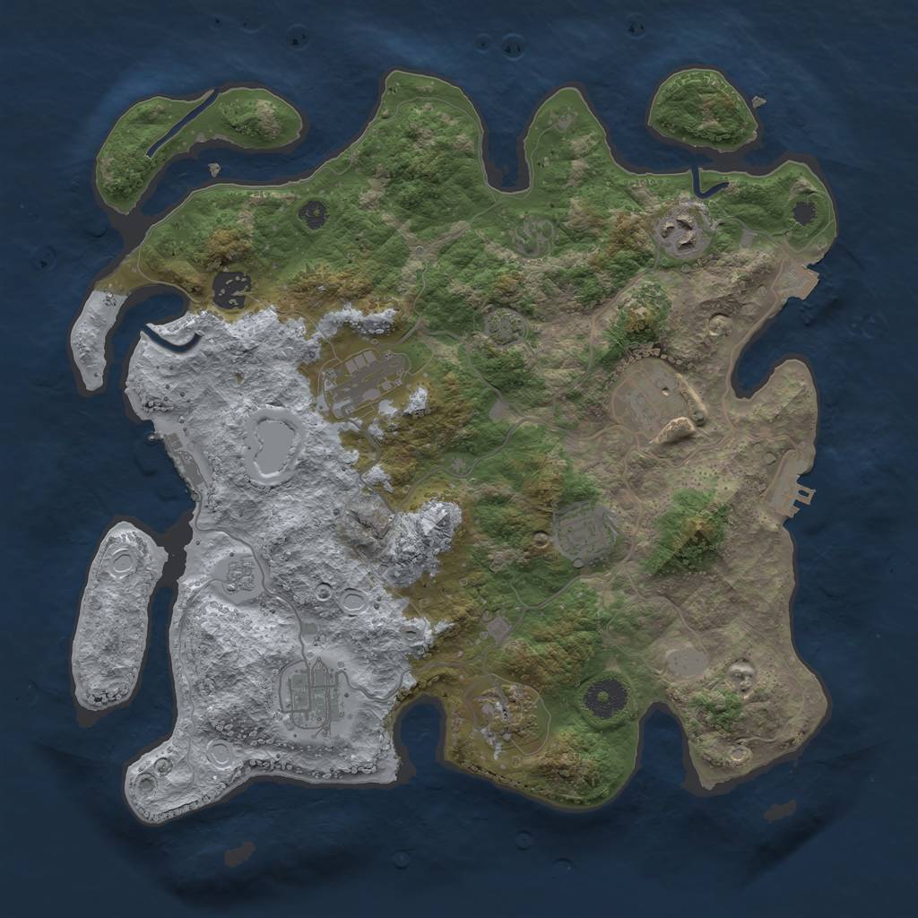 Rust Map: Procedural Map, Size: 3450, Seed: 35336350, 14 Monuments