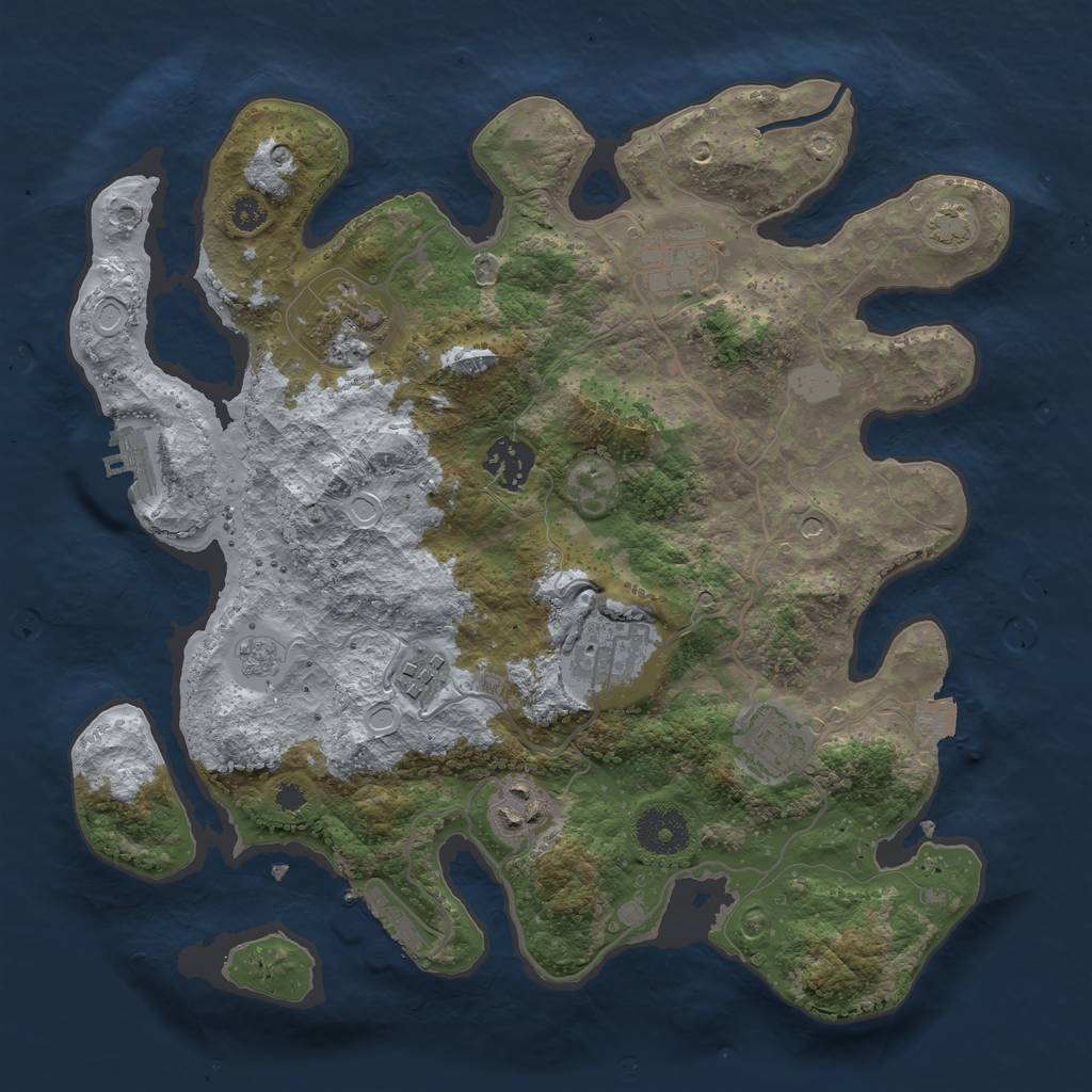 Rust Map: Procedural Map, Size: 3250, Seed: 1090839537, 15 Monuments