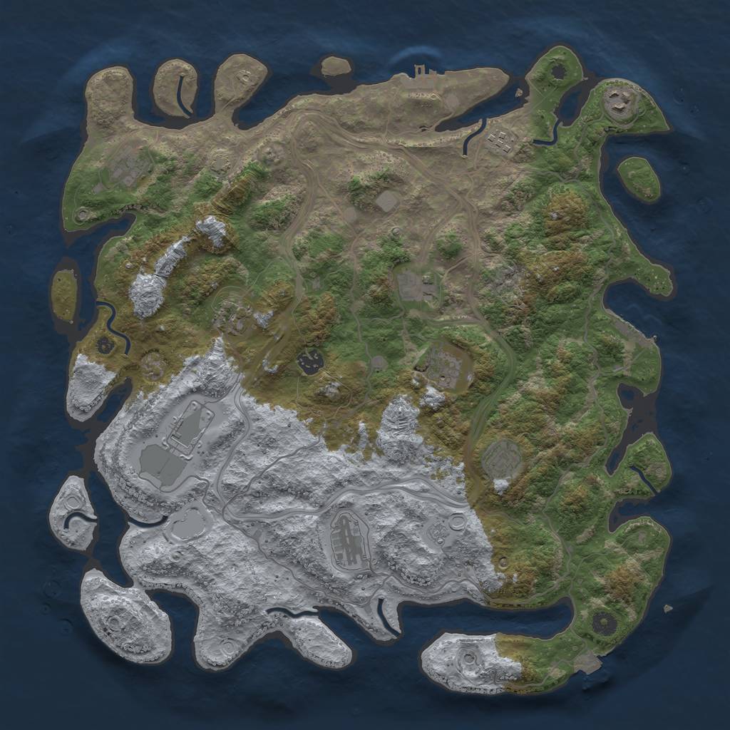 Rust Map: Procedural Map, Size: 4400, Seed: 2047044, 18 Monuments