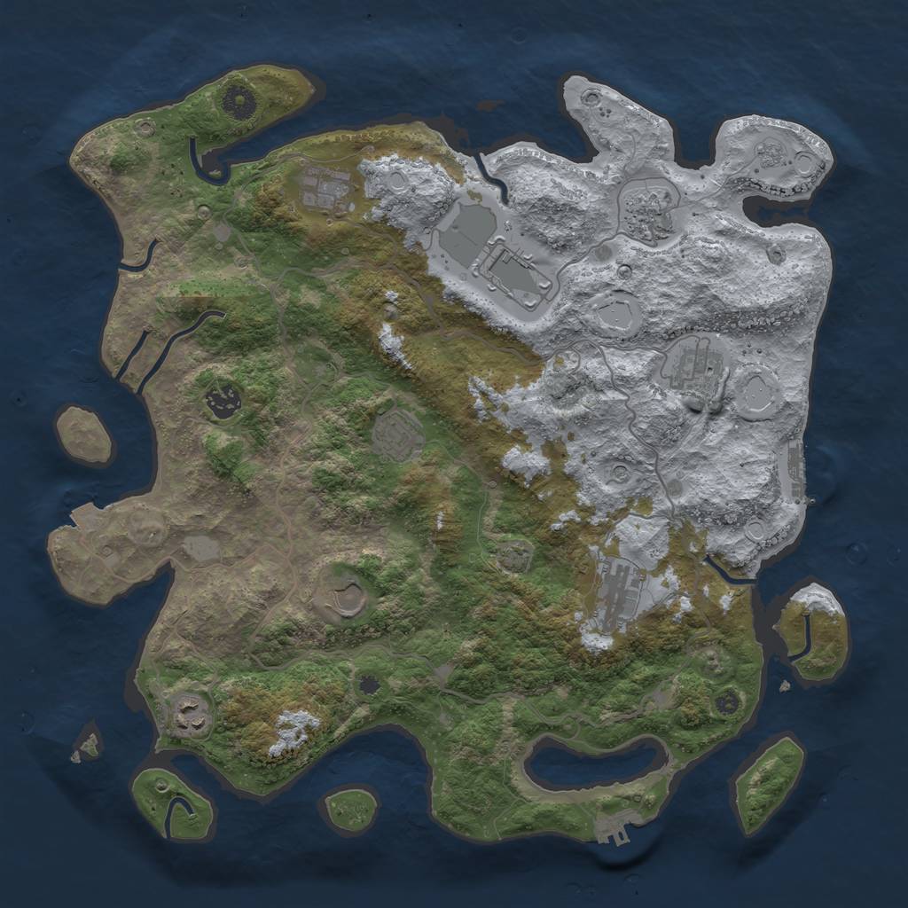 Rust Map: Procedural Map, Size: 4000, Seed: 19849355, 17 Monuments