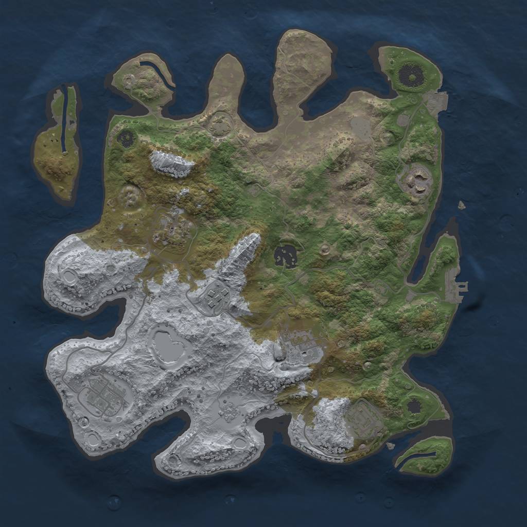Rust Map: Procedural Map, Size: 3250, Seed: 9842069, 13 Monuments