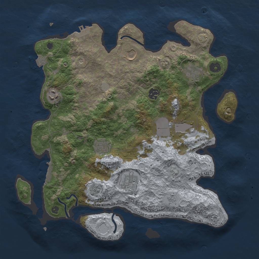 Rust Map: Procedural Map, Size: 3550, Seed: 72378509, 16 Monuments