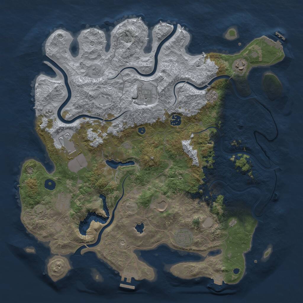 Rust Map: Procedural Map, Size: 4100, Seed: 2105754, 14 Monuments