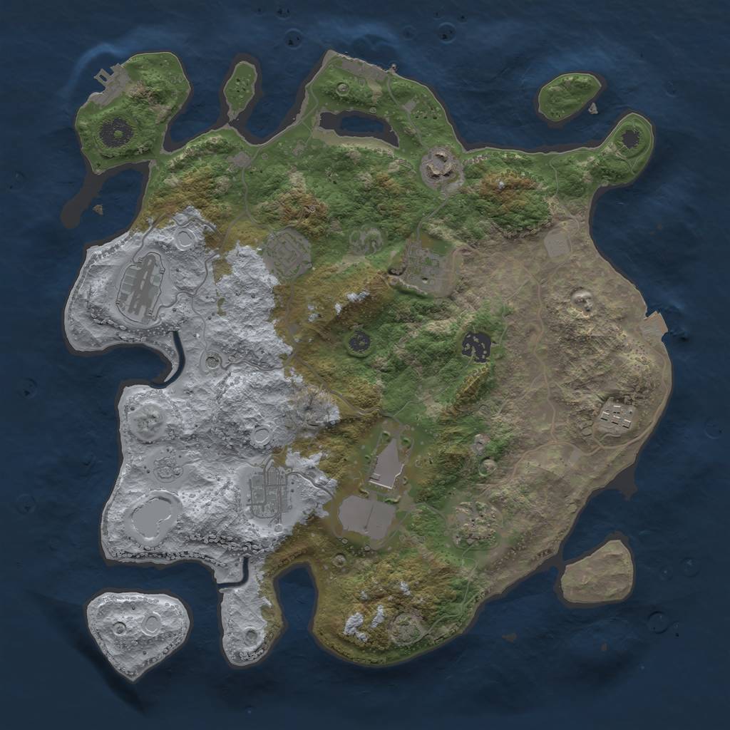 Rust Map: Procedural Map, Size: 3550, Seed: 94073212, 17 Monuments