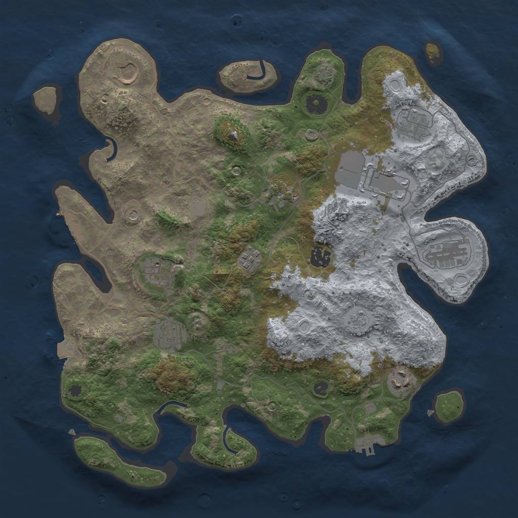 Rust Map: Procedural Map, Size: 3700, Seed: 27717801, 18 Monuments