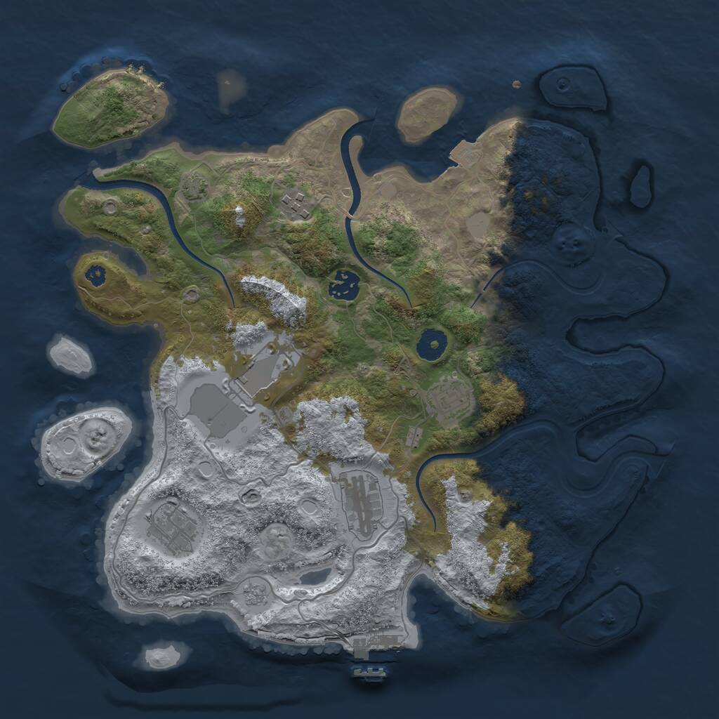Rust Map: Procedural Map, Size: 3500, Seed: 39427681, 10 Monuments