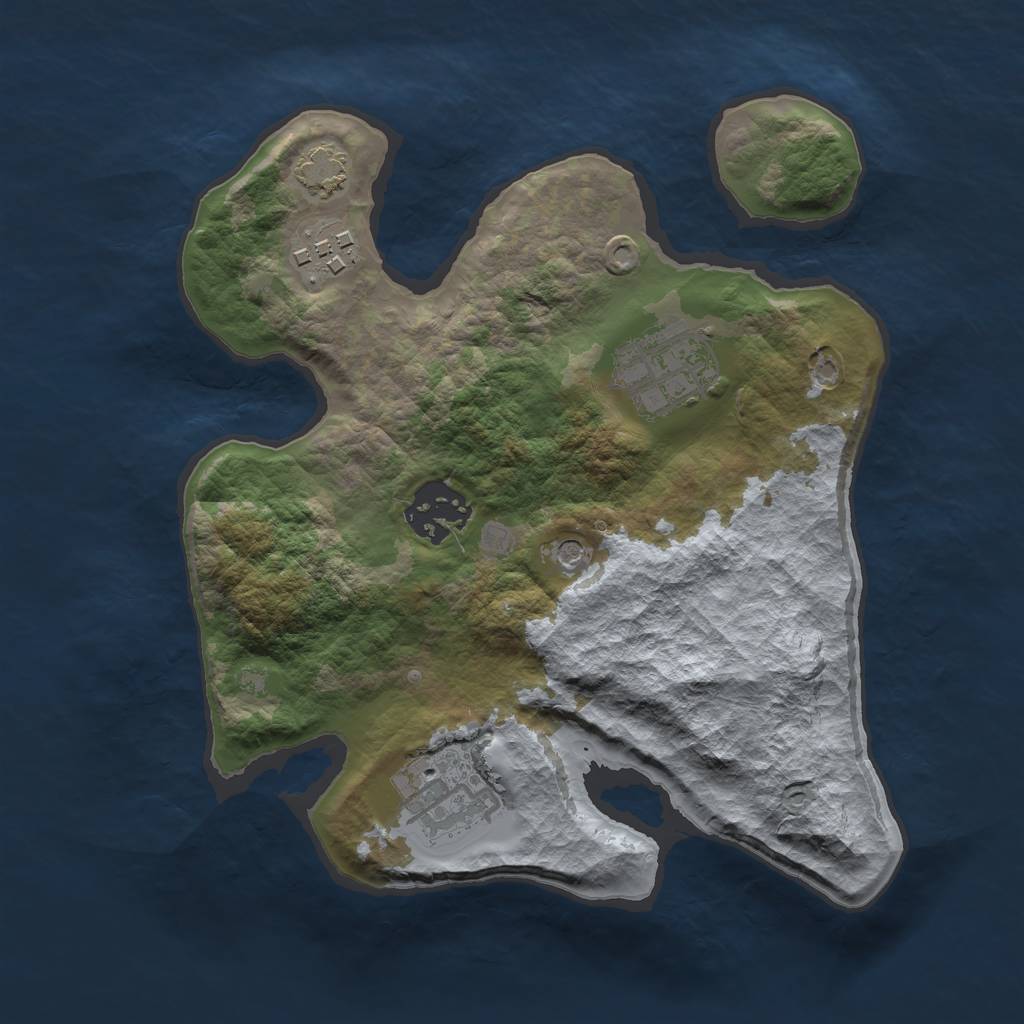 Rust Map: Barren, Size: 2500, Seed: 4455, 8 Monuments
