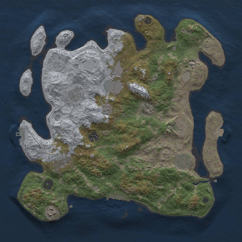 Rust Map: Procedural Map, Size: 3650, Seed: 14729151, 16 Monuments
