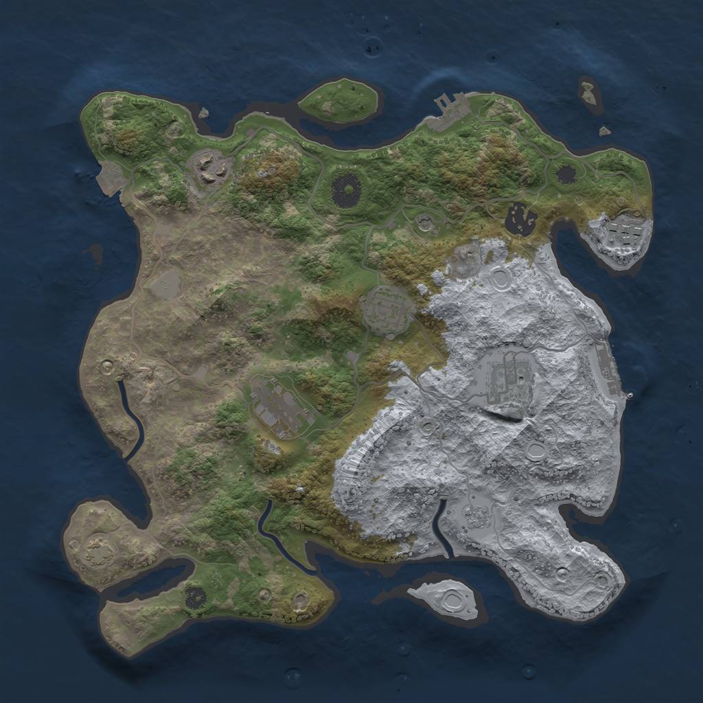 Rust Map: Procedural Map, Size: 3250, Seed: 98765432, 14 Monuments