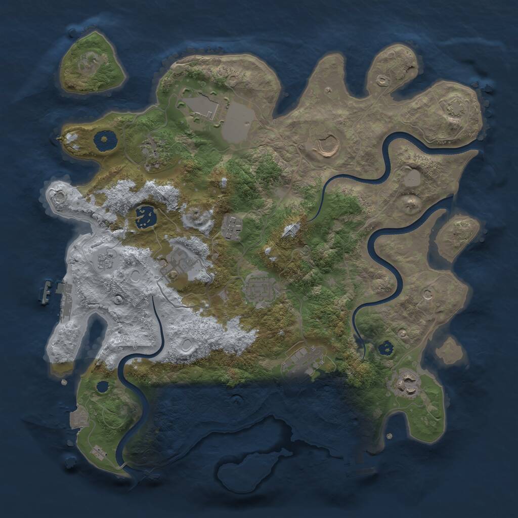 Rust Map: Procedural Map, Size: 3500, Seed: 96196474, 15 Monuments