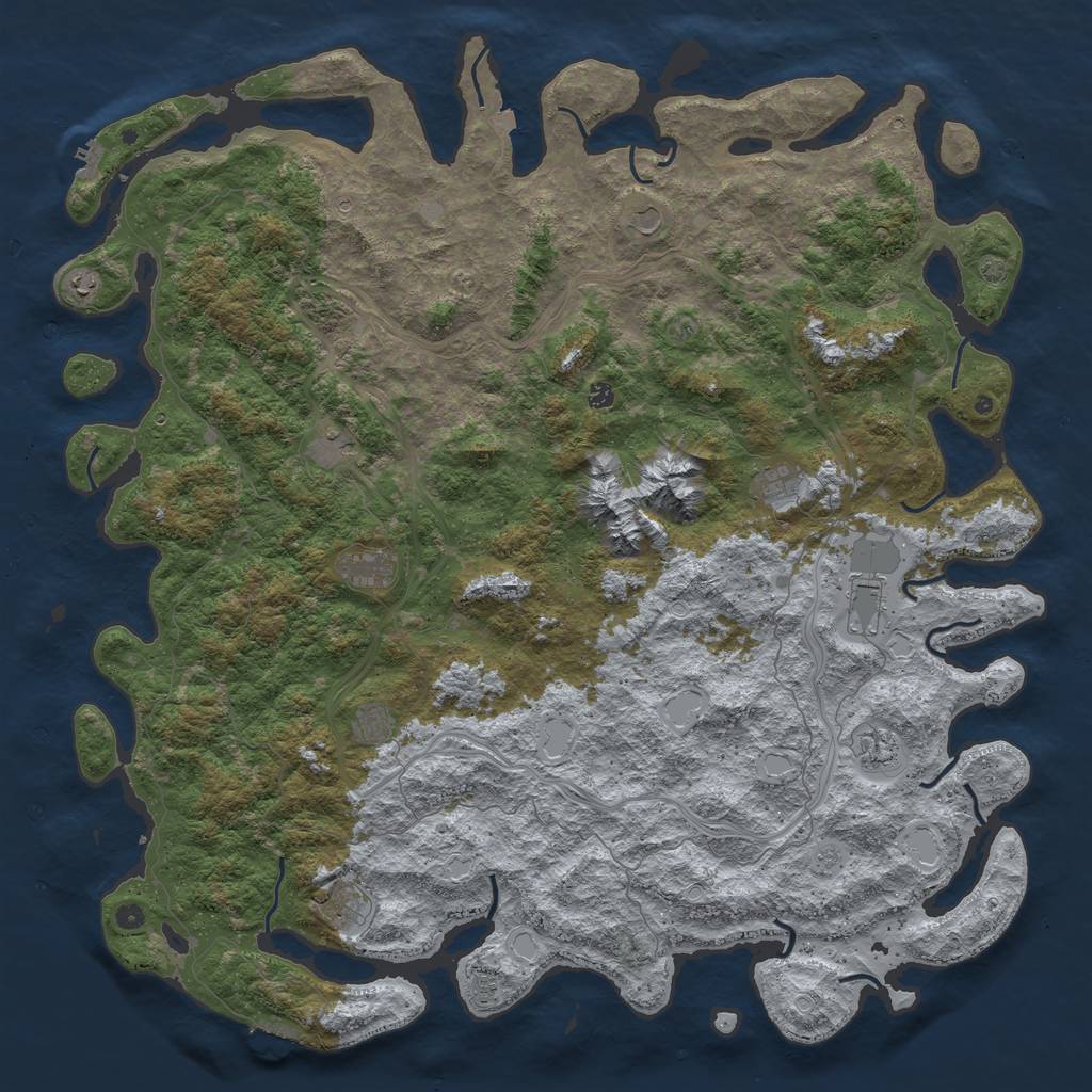 Rust Map: Procedural Map, Size: 6000, Seed: 259852924, 19 Monuments