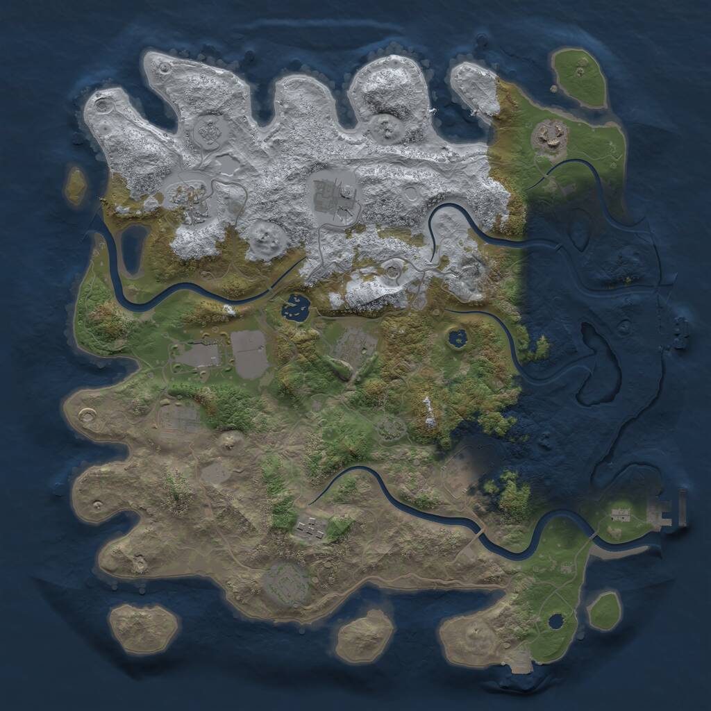 Rust Map: Procedural Map, Size: 3850, Seed: 38671283, 16 Monuments