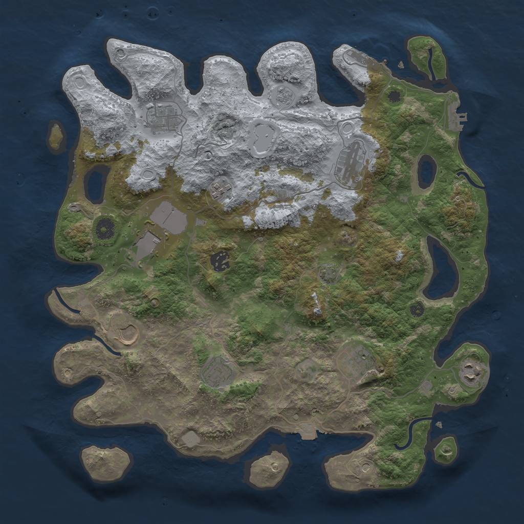 Rust Map: Procedural Map, Size: 3850, Seed: 38671283, 17 Monuments