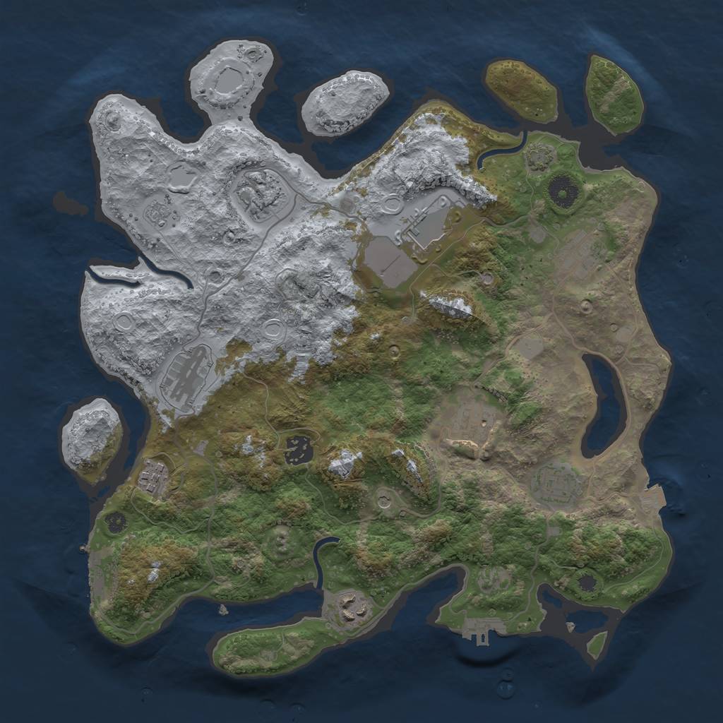 Rust Map: Procedural Map, Size: 3600, Seed: 26519955, 17 Monuments