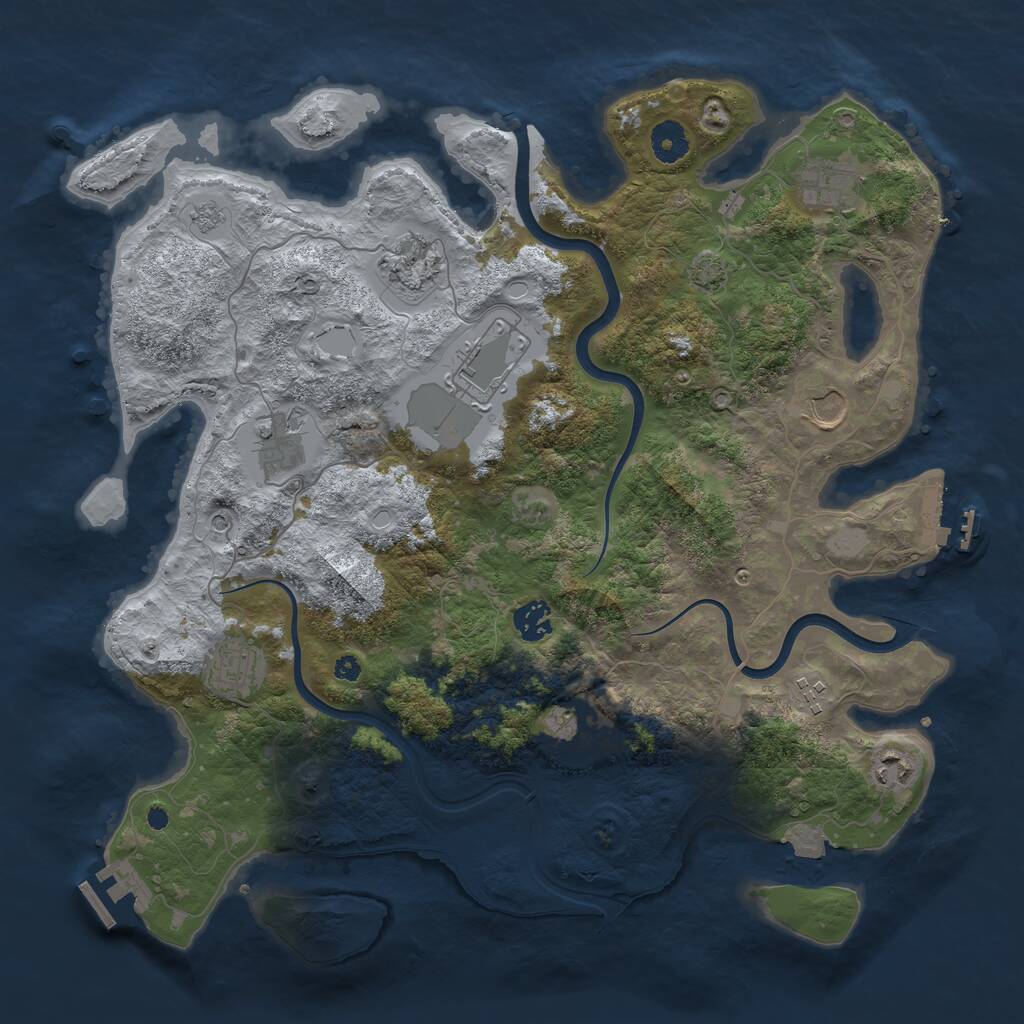Rust Map: Procedural Map, Size: 3900, Seed: 99095970, 16 Monuments